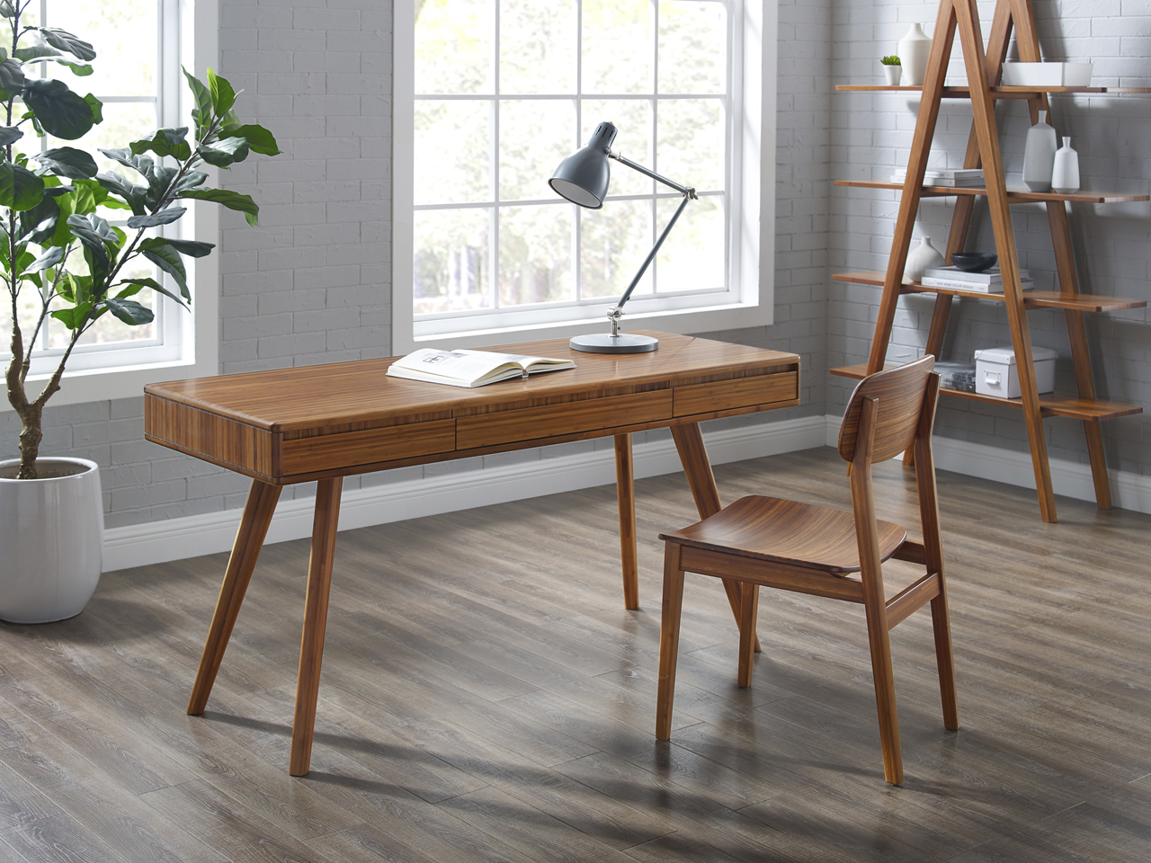 Currant Bamboo Desk In Amber | INspiration Interiors