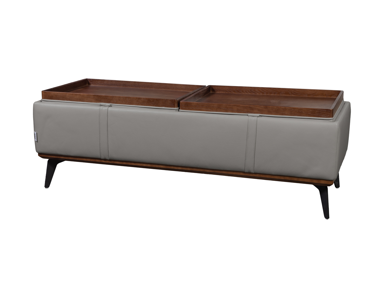 Greg Storage Ottoman in Dark Grey Leather - INspiration Interiors, image size:1280x960