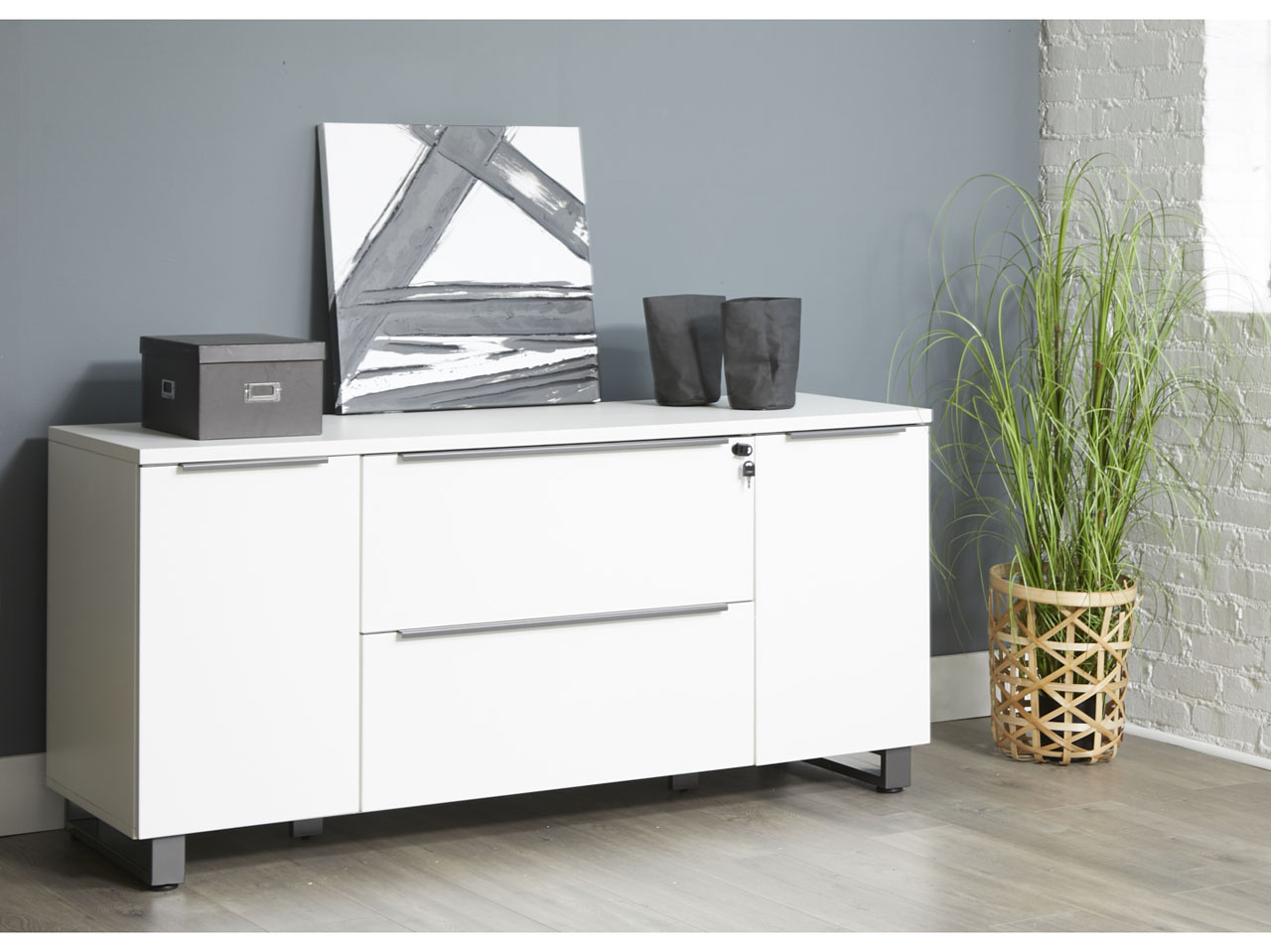 White credenza with file drawers discount