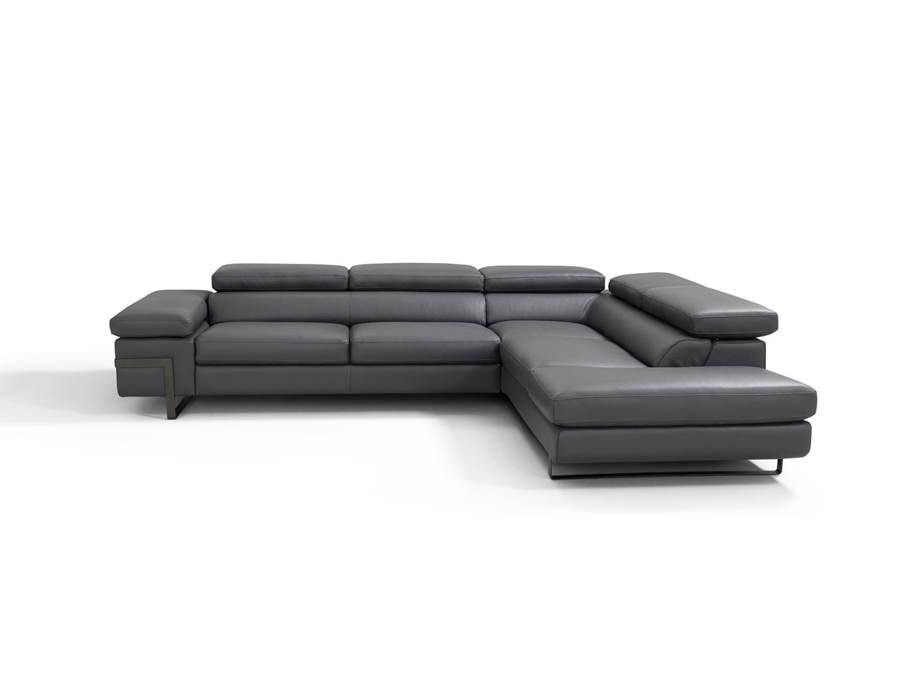 Giana Right Facing Sectional in Dark Grey Leather - INspiration