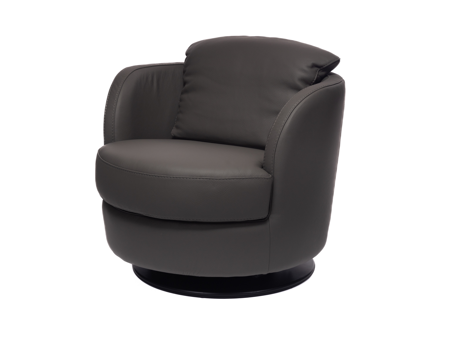 Bianca Swivel Armchair in Giotto Dark Grey Leather - INspiration Interiors