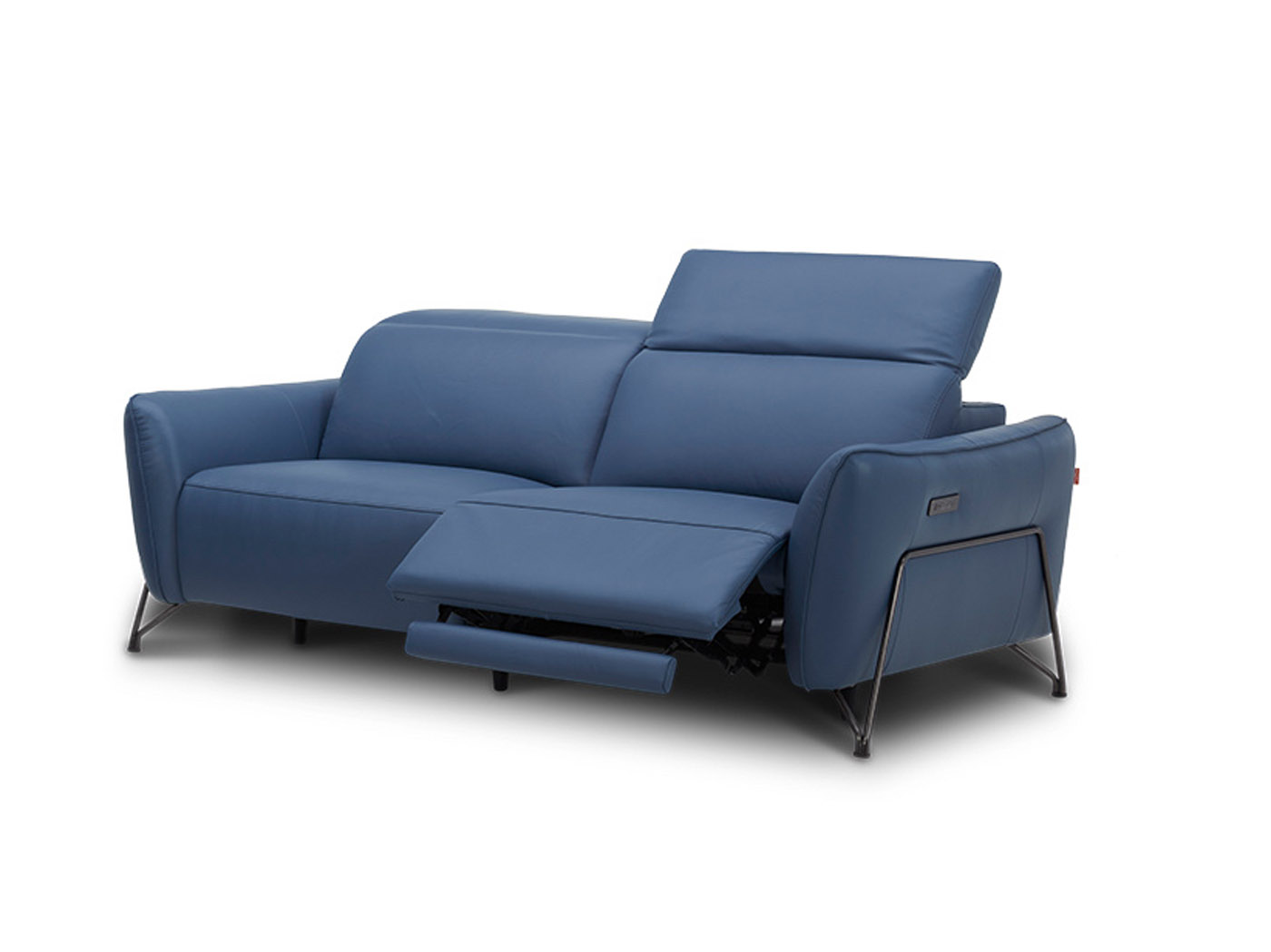 Chief Loveseat In Blue Leather INspiration Interiors