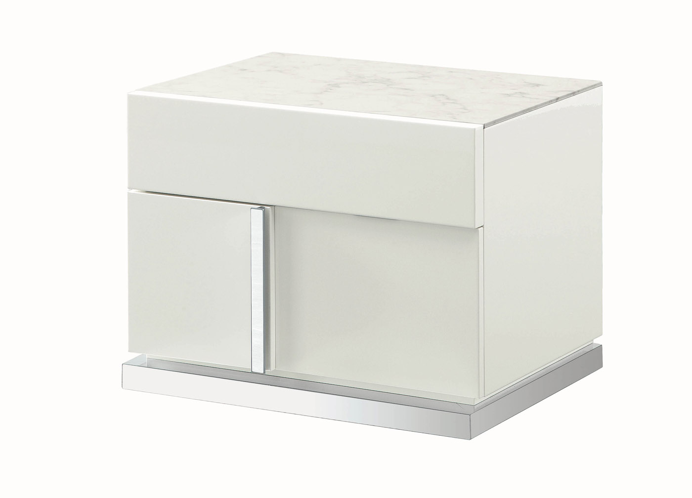 Canova Right Facing Nightstand In High Gloss White INspiration Interiors