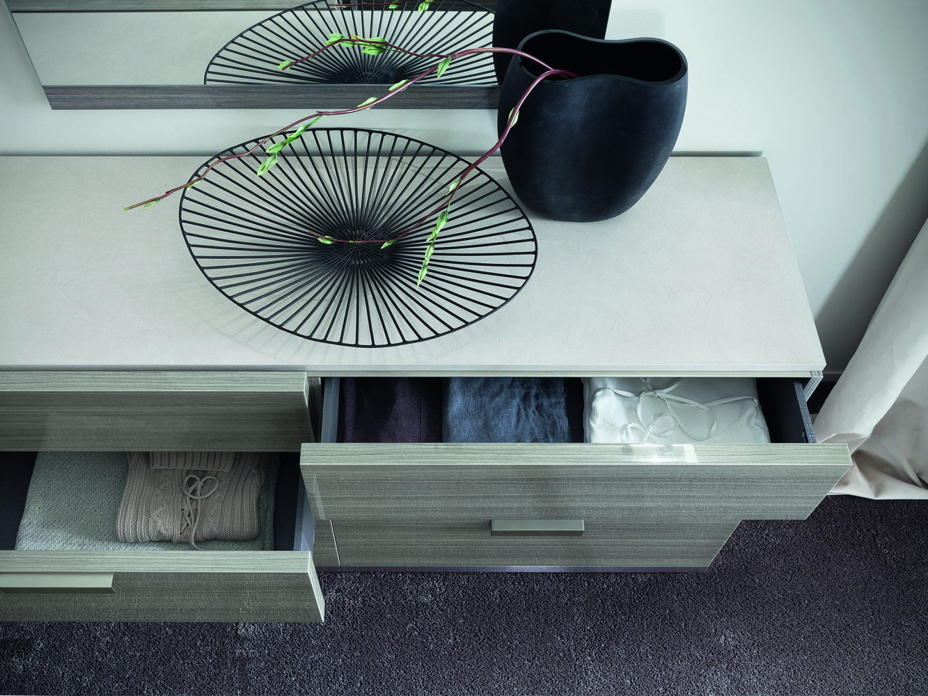 gloss grey dresser Kappesberg Jolyne 6-Drawer Horizontal Dresser, Modern Gray Bedroom Storage